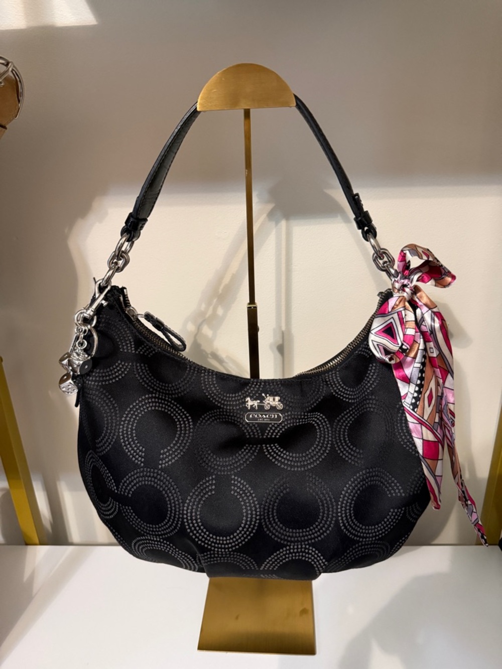 Coach Madison Dotted Op Art
Hobo Shoulder Bag - Black